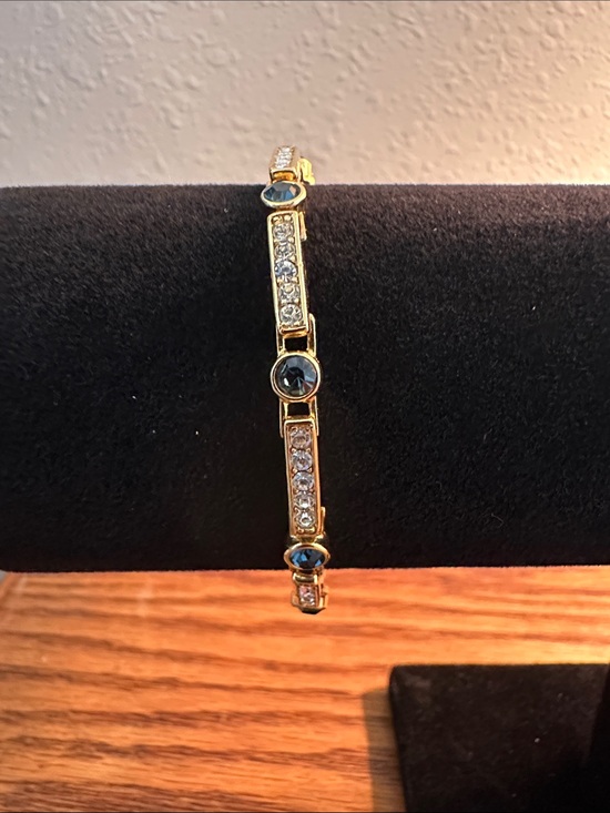 Premier Designs Jewelry - Premier Designs Gold-Tone Bracelet with Blue and Clear Stones
